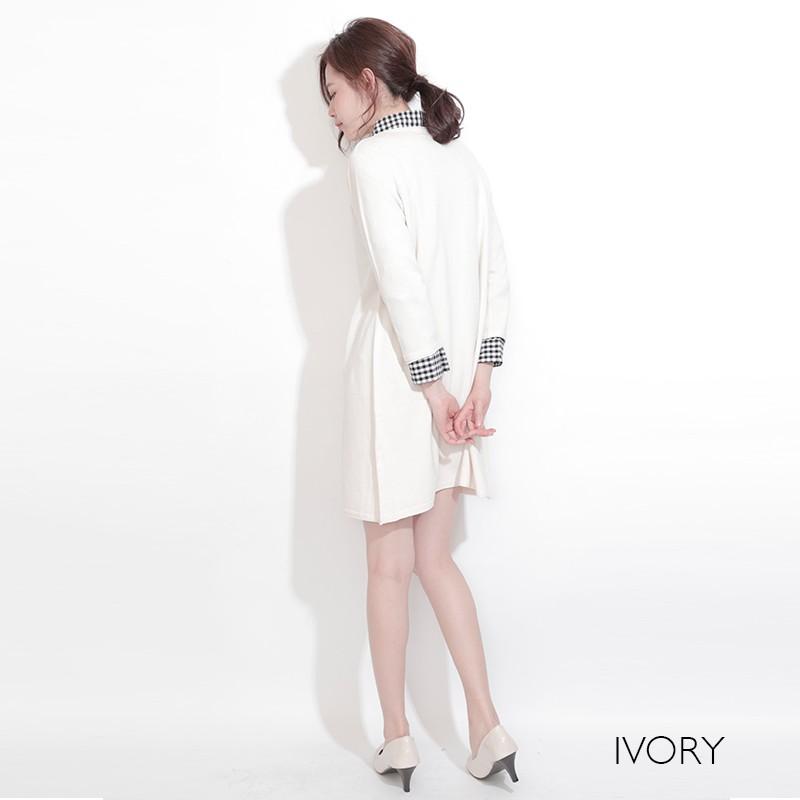 ワンピース ニット チュニック 無地 七分袖 Ｖネックニットチュニックワンピース |  | 01