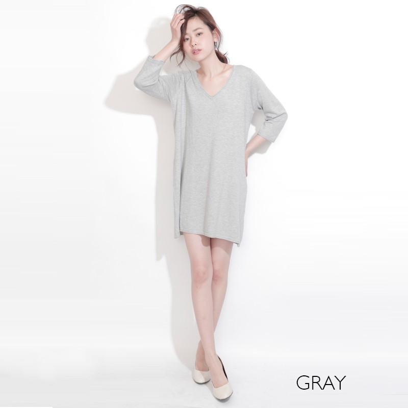 ワンピース ニット チュニック 無地 七分袖 Ｖネックニットチュニックワンピース |  | 02