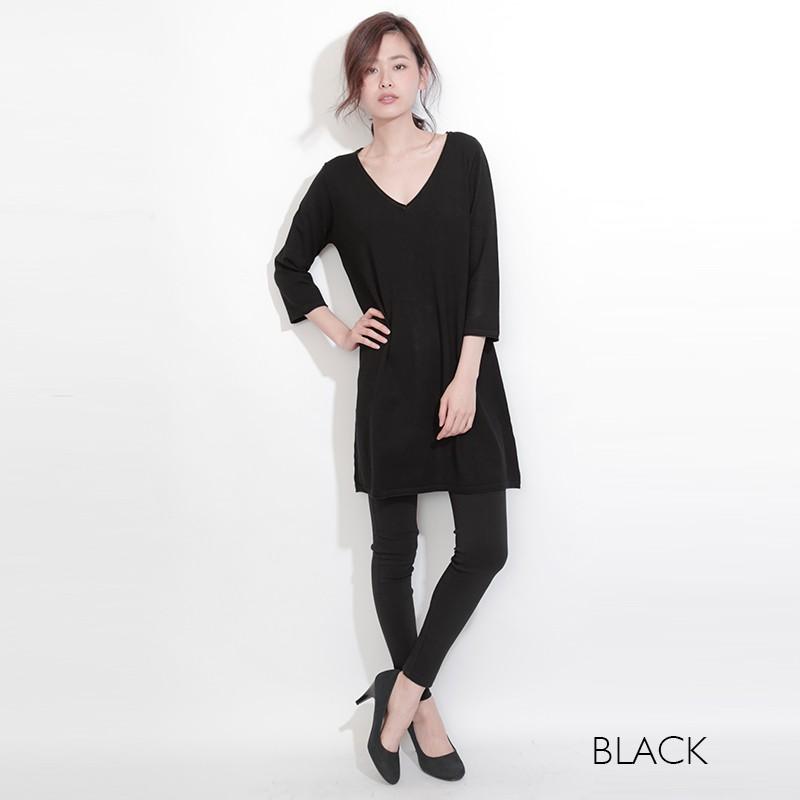 ワンピース ニット チュニック 無地 七分袖 Ｖネックニットチュニックワンピース |  | 03