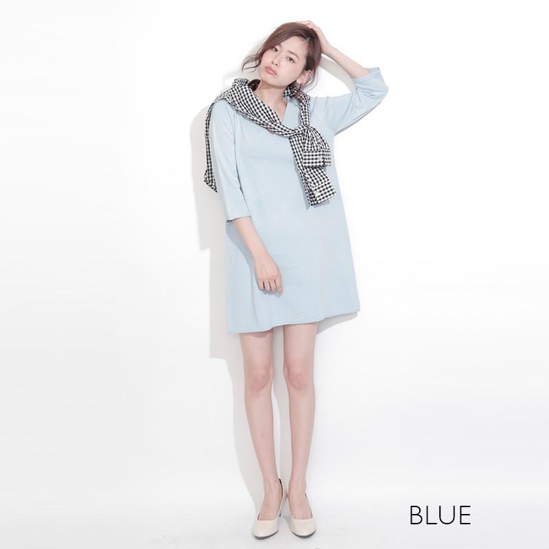 ワンピース ニット チュニック 無地 七分袖 Ｖネックニットチュニックワンピース |  | 05