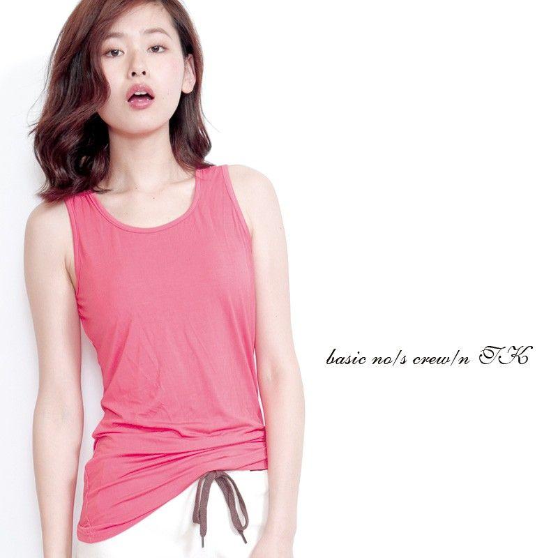 ノースリーブカットソー カットソー ボーダー クルーネック 無地 タンクトップ トップス |  | 01