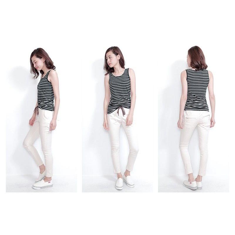 ノースリーブカットソー カットソー ボーダー クルーネック 無地 タンクトップ トップス |  | 02