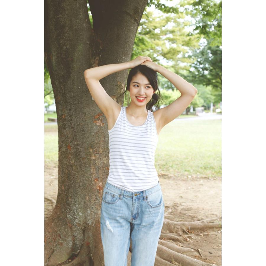 ノースリーブカットソー カットソー ボーダー クルーネック 無地 タンクトップ トップス |  | 08