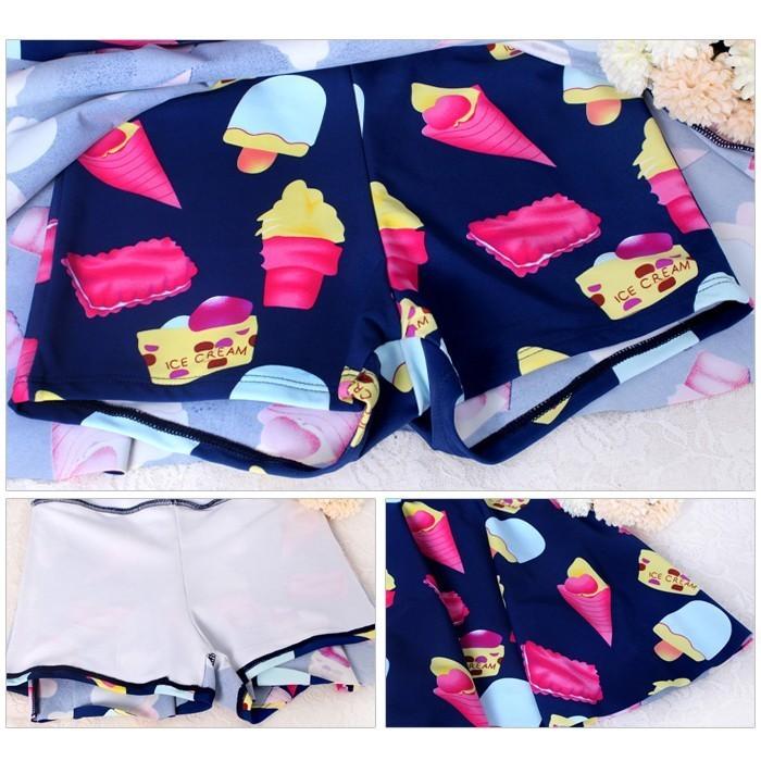 【残り僅か！】スウィーツ柄半袖ワンピース水着 水着 レディース ワンピース スウィーツ柄 ワイヤー 体型カバー オールインワン セクシー 女性用 ママ |  | 03