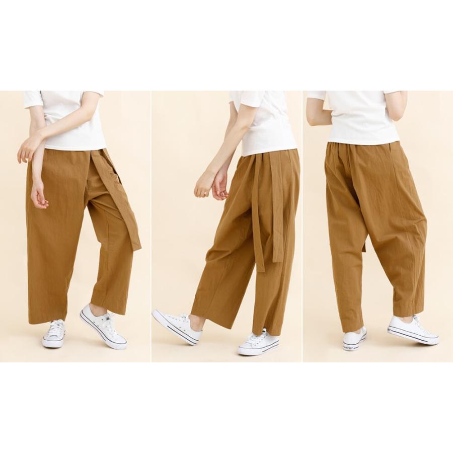 ワイドパンツ ラップパンツ 綿 パンツ ワイド レディース コットン ウエストゴム カシュクール ナチュラル 体系カバー アシンメトリー ウエストリボン Newa Aimoha アイモハ Yahoo 店 通販 Yahoo ショッピング