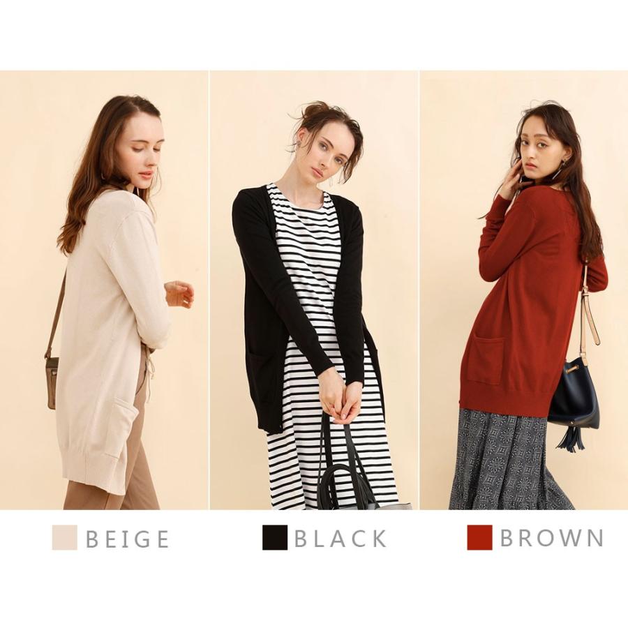 ロングカーディガン 秋冬 レディース  洗える ウォッシャブル ベーシック　Vネック ニット もっちり 羽織り アウター 秋 冬 |  | 14