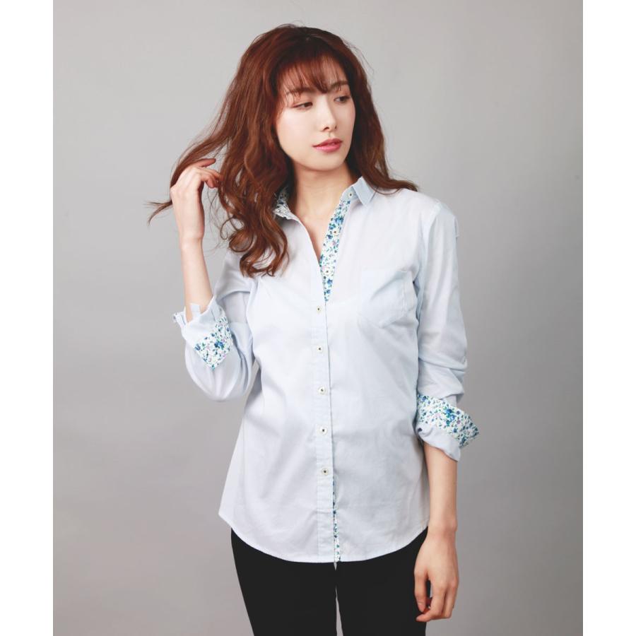 シャツ 花柄  ブラウス レディーストップス切り替え 裏地柄 ワイシャツ 長袖 通勤 OL レディース春 夏 秋 冬 |  | 01