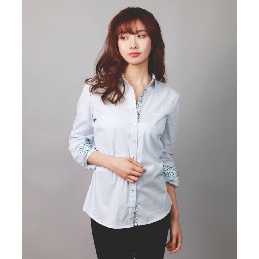 シャツ 花柄  ブラウス レディーストップス切り替え 裏地柄 ワイシャツ 長袖 通勤 OL レディース春 夏 秋 冬 |  | 02