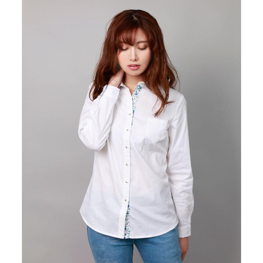 シャツ 花柄  ブラウス レディーストップス切り替え 裏地柄 ワイシャツ 長袖 通勤 OL レディース春 夏 秋 冬 |  | 03