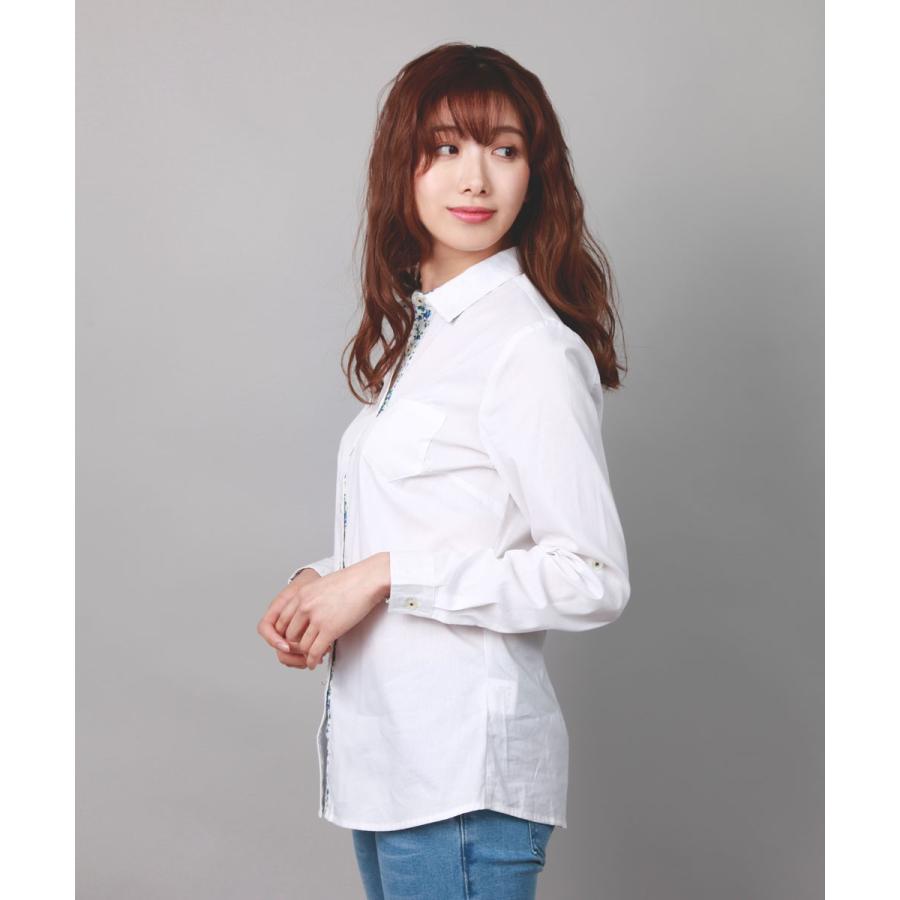 シャツ 花柄  ブラウス レディーストップス切り替え 裏地柄 ワイシャツ 長袖 通勤 OL レディース春 夏 秋 冬 |  | 04