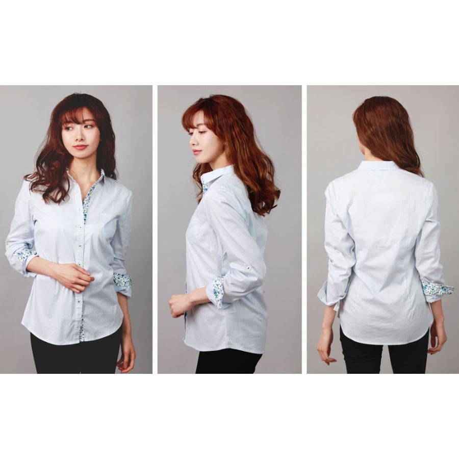 シャツ 花柄  ブラウス レディーストップス切り替え 裏地柄 ワイシャツ 長袖 通勤 OL レディース春 夏 秋 冬 |  | 05