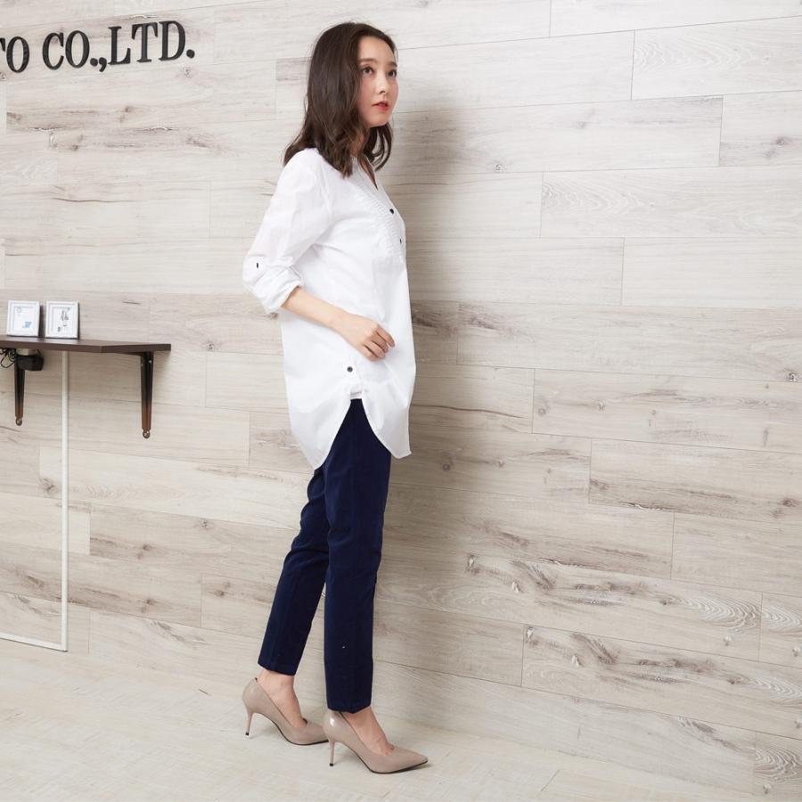 ノーカラーシャツ ブラウス コットン チュニック丈 チュニック 長袖シャツ はんぱ丈 綿 ロールアップ シャツ トップス レディース オフィス OL 通勤 春 夏 秋 冬 |  | 02