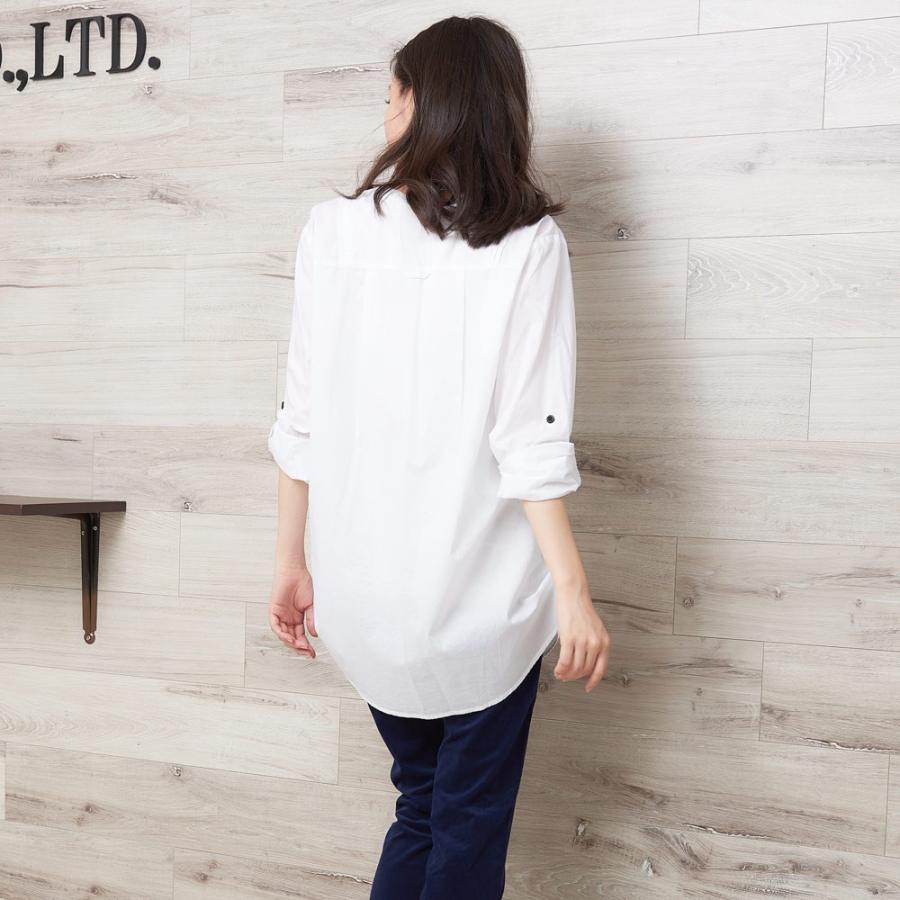 ノーカラーシャツ ブラウス コットン チュニック丈 チュニック 長袖シャツ はんぱ丈 綿 ロールアップ シャツ トップス レディース オフィス OL 通勤 春 夏 秋 冬 |  | 03