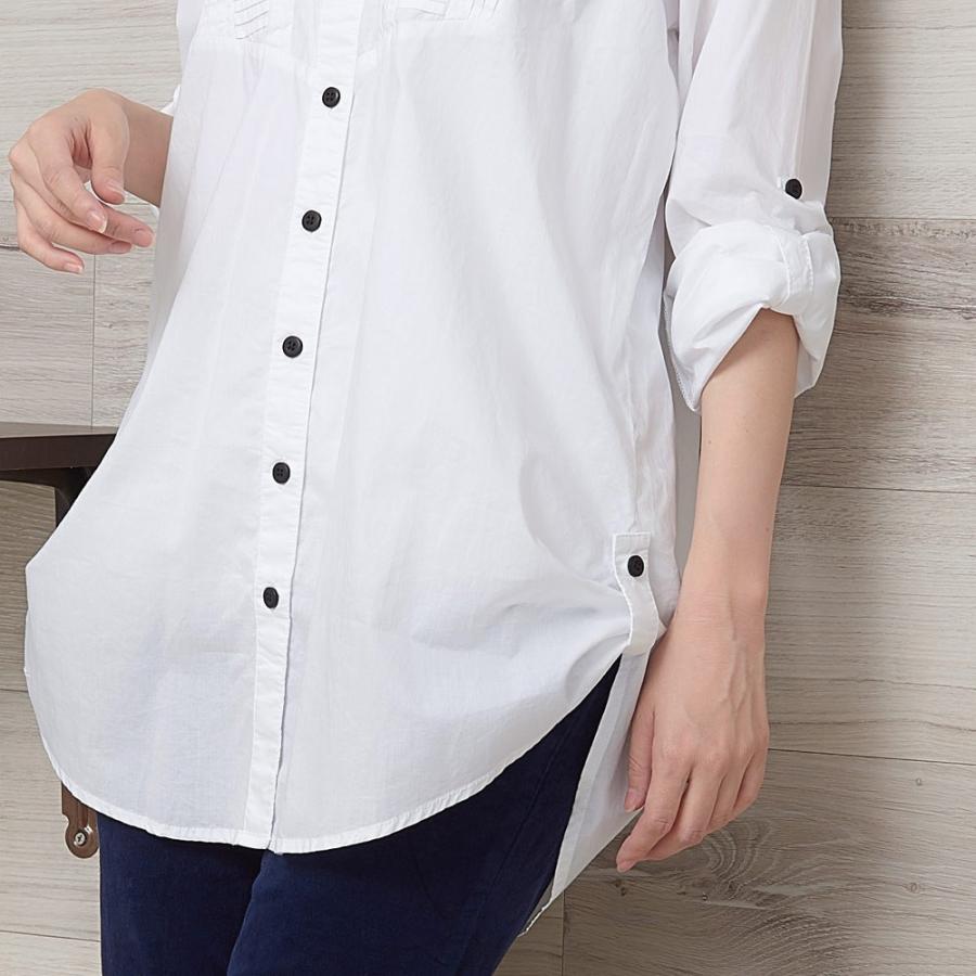 ノーカラーシャツ ブラウス コットン チュニック丈 チュニック 長袖シャツ はんぱ丈 綿 ロールアップ シャツ トップス レディース オフィス OL 通勤 春 夏 秋 冬 |  | 05