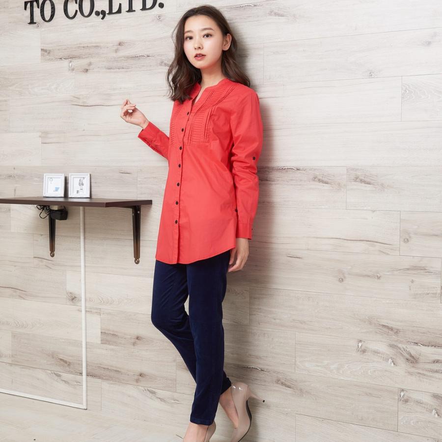 ノーカラーシャツ ブラウス コットン チュニック丈 チュニック 長袖シャツ はんぱ丈 綿 ロールアップ シャツ トップス レディース オフィス OL 通勤 春 夏 秋 冬 |  | 07