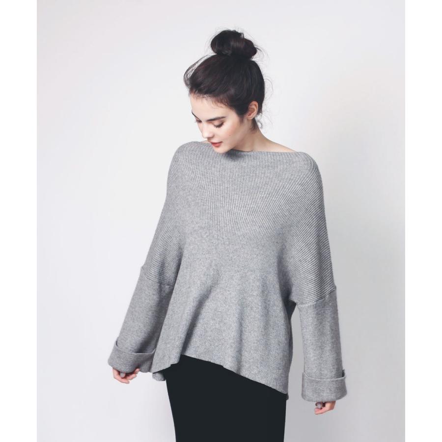 ワイドスリーブニット レディース セーター ニット 上品 ワイドスリーブ フレア袖 平行ネック 大人 女性 |  | 01