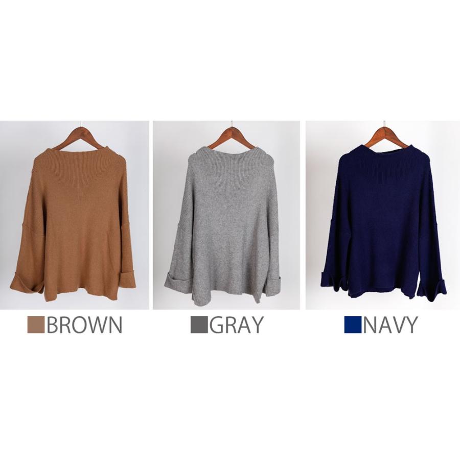 ワイドスリーブニット レディース セーター ニット 上品 ワイドスリーブ フレア袖 平行ネック 大人 女性 |  | 09