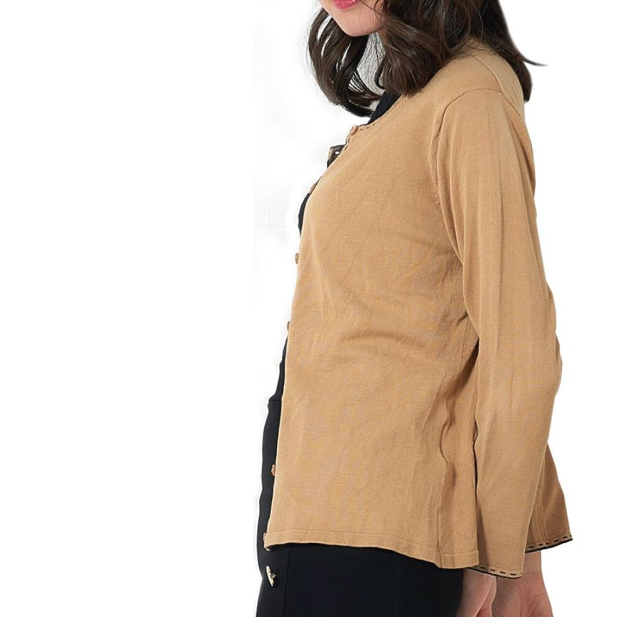 カーディガン レディース クルーネック トップス 薄手 オフィス |  | 02