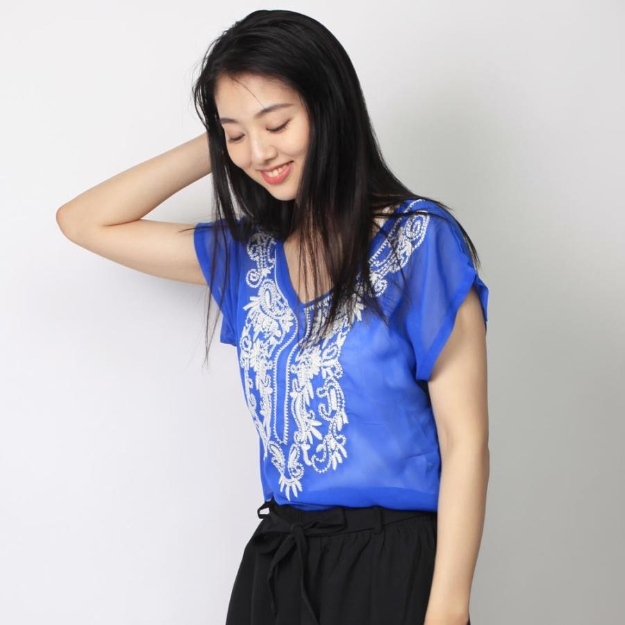 刺繍シフォントップス 刺繍ブラウス シフォン レディース プルオーバー トップス リゾート ボヘミアン 春 夏 トップス |  | 02