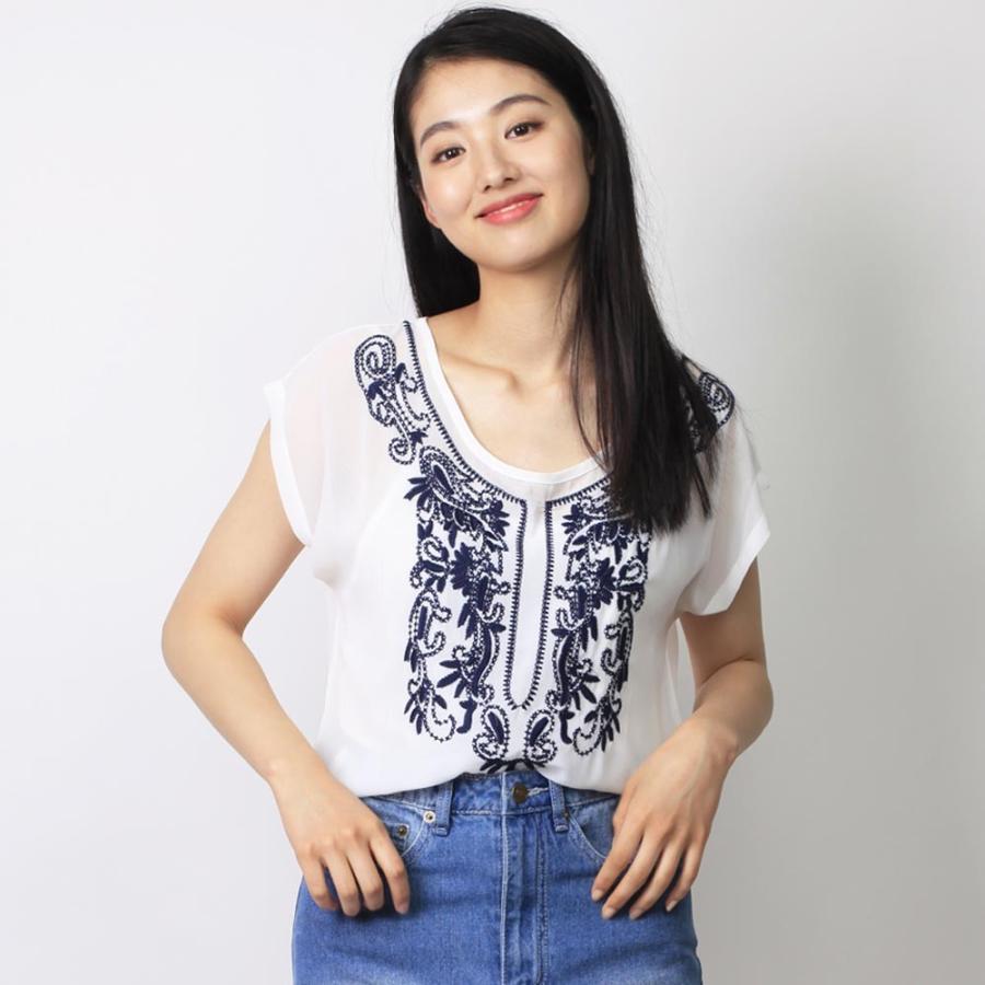 刺繍シフォントップス 刺繍ブラウス シフォン レディース プルオーバー トップス リゾート ボヘミアン 春 夏 トップス |  | 03