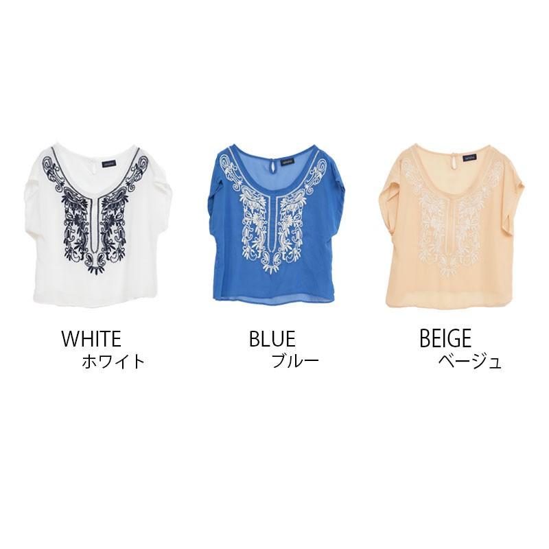 刺繍シフォントップス 刺繍ブラウス シフォン レディース プルオーバー トップス リゾート ボヘミアン 春 夏 トップス |  | 04