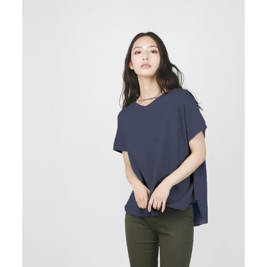 ワッフルVネックTシャツ Tシャツ レディース ワッフル トップス ワッフル生地 フレンチスリーブ タック カットソー 春 夏 【BELL】 |  | 11