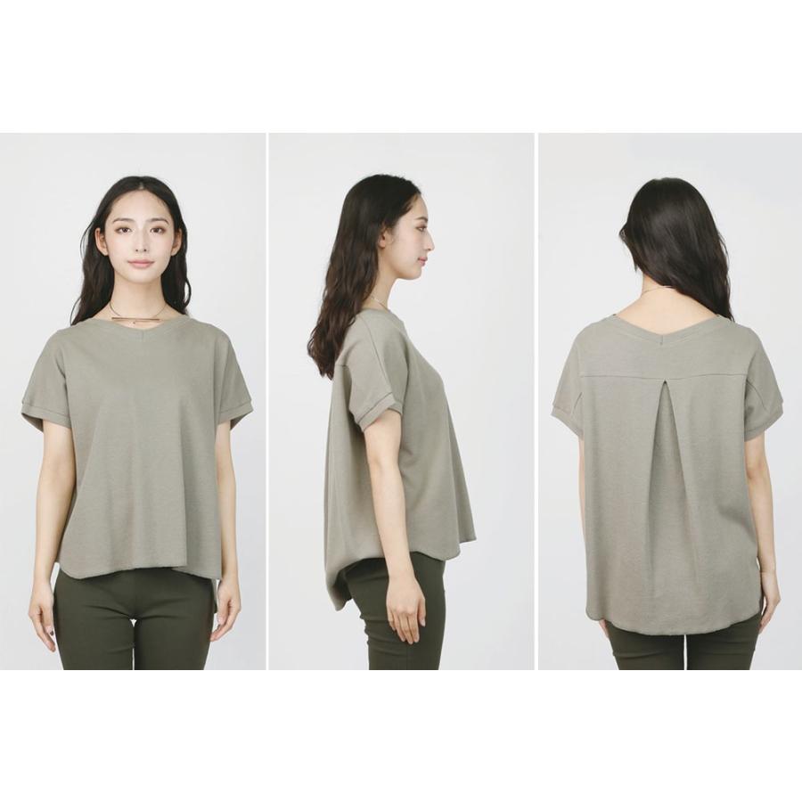 ワッフルVネックTシャツ Tシャツ レディース ワッフル トップス ワッフル生地 フレンチスリーブ タック カットソー 春 夏 【BELL】 |  | 12
