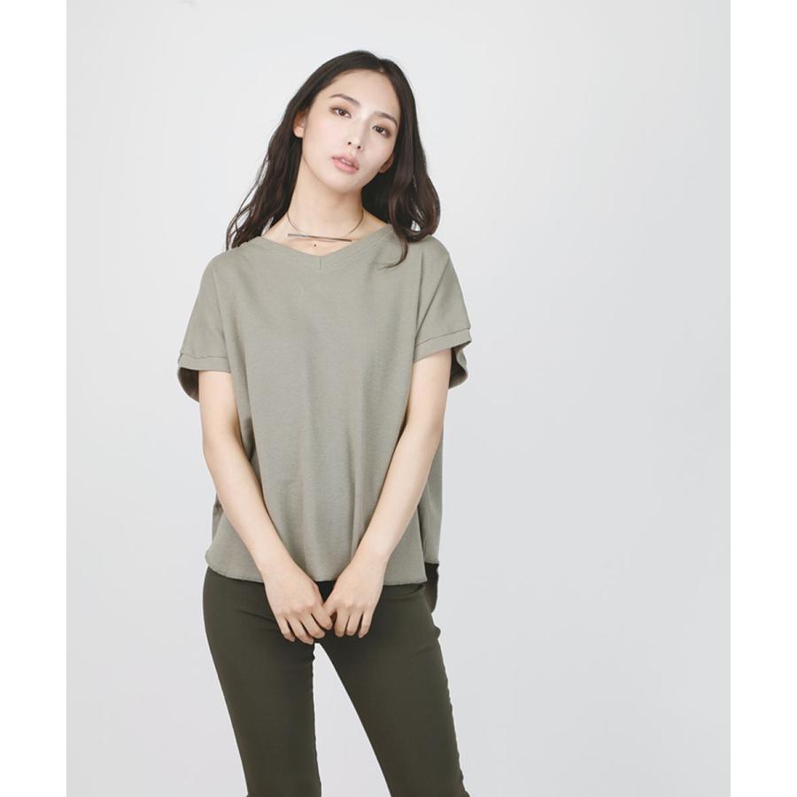 ワッフルVネックTシャツ Tシャツ レディース ワッフル トップス ワッフル生地 フレンチスリーブ タック カットソー 春 夏 【BELL】 |  | 07