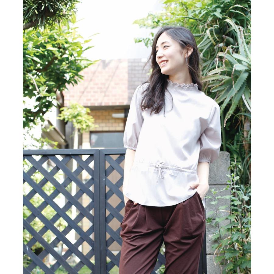 五分袖ブラウス ブラウス レディース オフィス チュニック トップス カットソー フリル 七分 春 夏 ボタン 無地 【BELL】 |  | 05