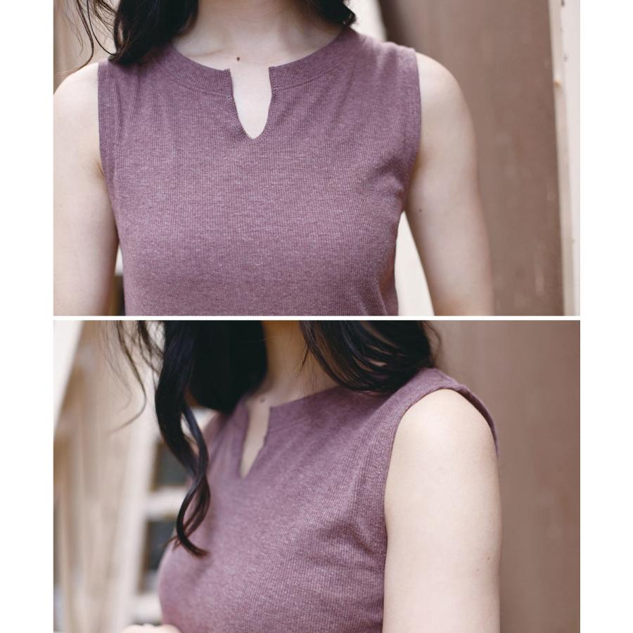 リブ編みタンクトップ タンクトップ リブ レディース トップス インナー タンク 無地 カットネック 【BELL】 |  | 09
