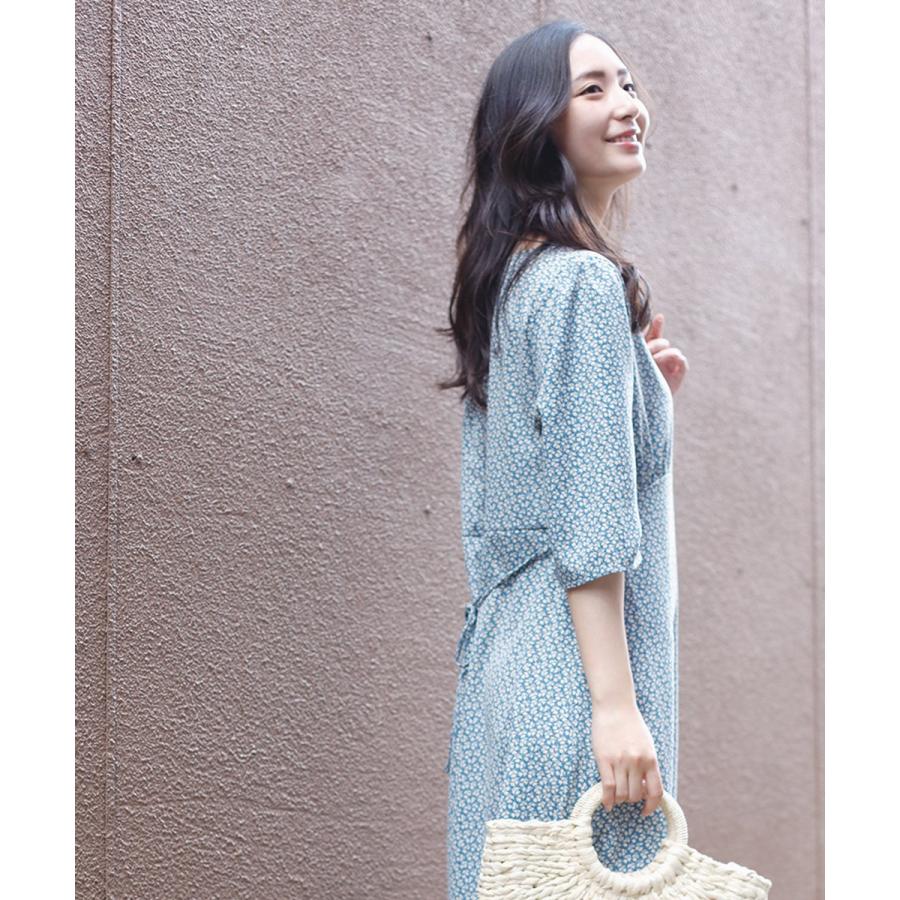 花柄ワンピース ロングワンピース ワンピース 半袖 レディース ロング 膝下 ミドル フレアスカート 花柄 【BELL】 |  | 01
