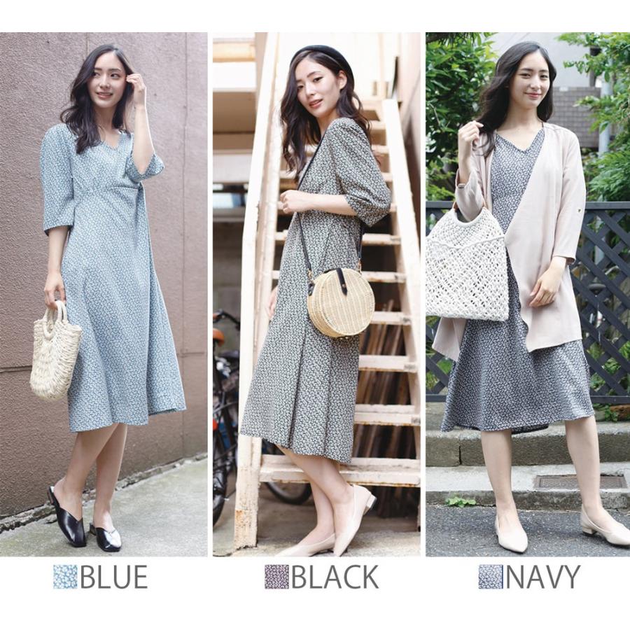花柄ワンピース ロングワンピース ワンピース 半袖 レディース ロング 膝下 ミドル フレアスカート 花柄 【BELL】 |  | 05