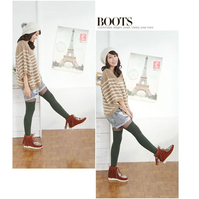 靴 ブーツ ショートブーツ フリンジ アニマル柄フリンジレースアップショートブーツ |  | 03