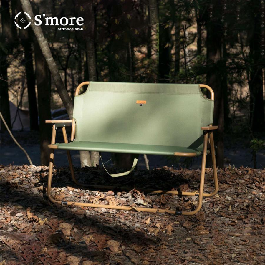 S&#39;more(スモア) chummy bench チャミーベンチ アウトドアチェ chummy bench 】 チャミーベンチ 木調アルミの2人掛けベンチ