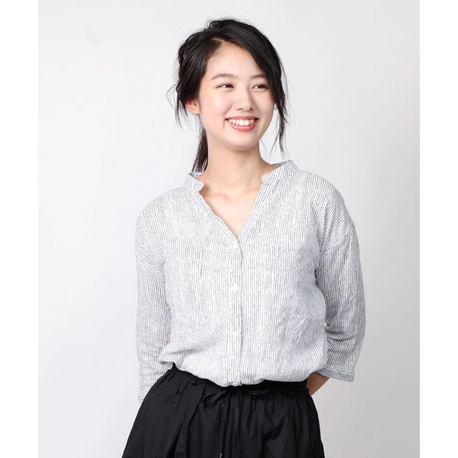 シャツ 綿 レディース ブラウス 抜き衿 カジュアル Yシャツ 綿 コットン オープンカラー |  | 05