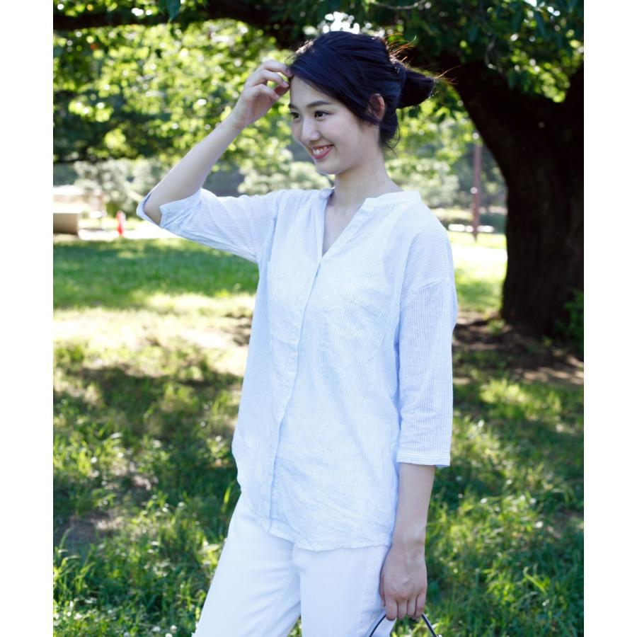 シャツ 綿 レディース ブラウス 抜き衿 カジュアル Yシャツ 綿 コットン オープンカラー |  | 06