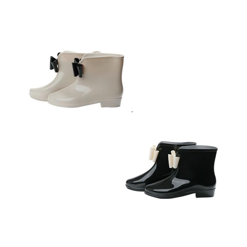 レインブーツ レディース バイカラーフロントリボンショートレインブーツ |  | 05