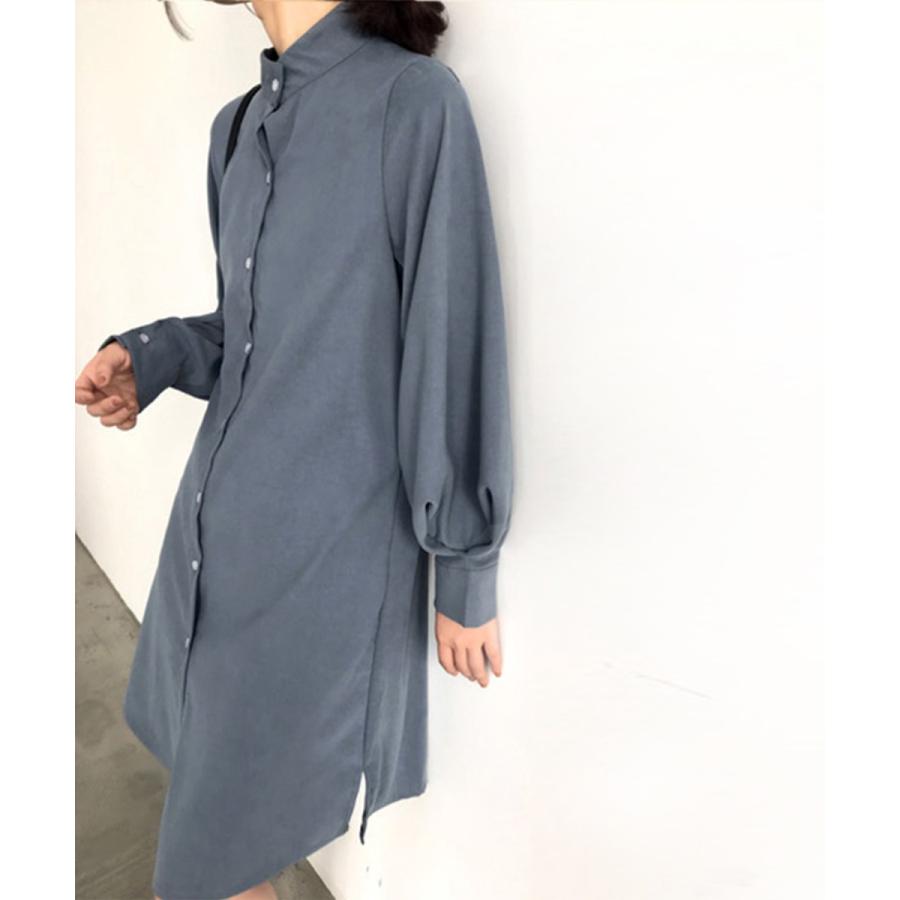 シャツワンピース 長袖 ロングシャツ レディース ワンピース ロング ロングワンピース 綿 コットン 立ち襟 羽織り ガウン 涼しい　おしゃれ 大人可愛い |  | 03
