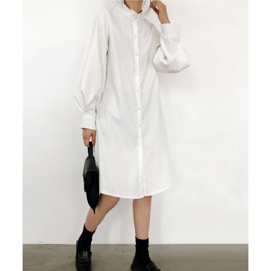 シャツワンピース 長袖 ロングシャツ レディース ワンピース ロング ロングワンピース 綿 コットン 立ち襟 羽織り ガウン 涼しい　おしゃれ 大人可愛い |  | 20