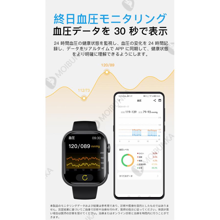 「尿酸測定」2024 スマートウォッチ 日本製センサー 2.1インチ大画面 通話機能 心電図 血糖値 心拍数 HRV 血中酸素 血圧 健康管理 運動モード 歩数計 腕時計｜moibunka｜23