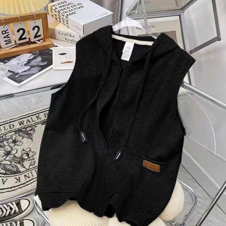 Tシャツ パーカーベスト ゆったり 秋 薄手 フード付き タンクトップ お出かけ スウェット 重ね着 ベスト レディース カジュアル 夏 ノースリーブ | ブランド登録なし | 03