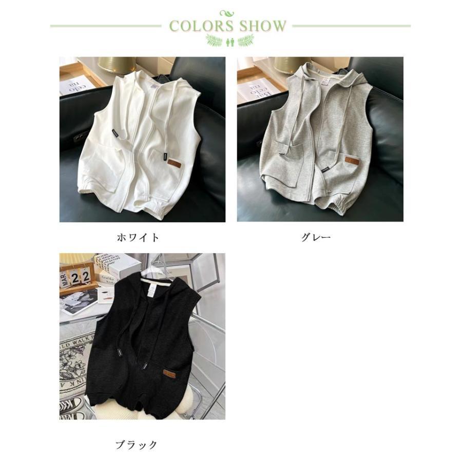 Tシャツ パーカーベスト ゆったり 秋 薄手 フード付き タンクトップ お出かけ スウェット 重ね着 ベスト レディース カジュアル 夏 ノースリーブ | ブランド登録なし | 06