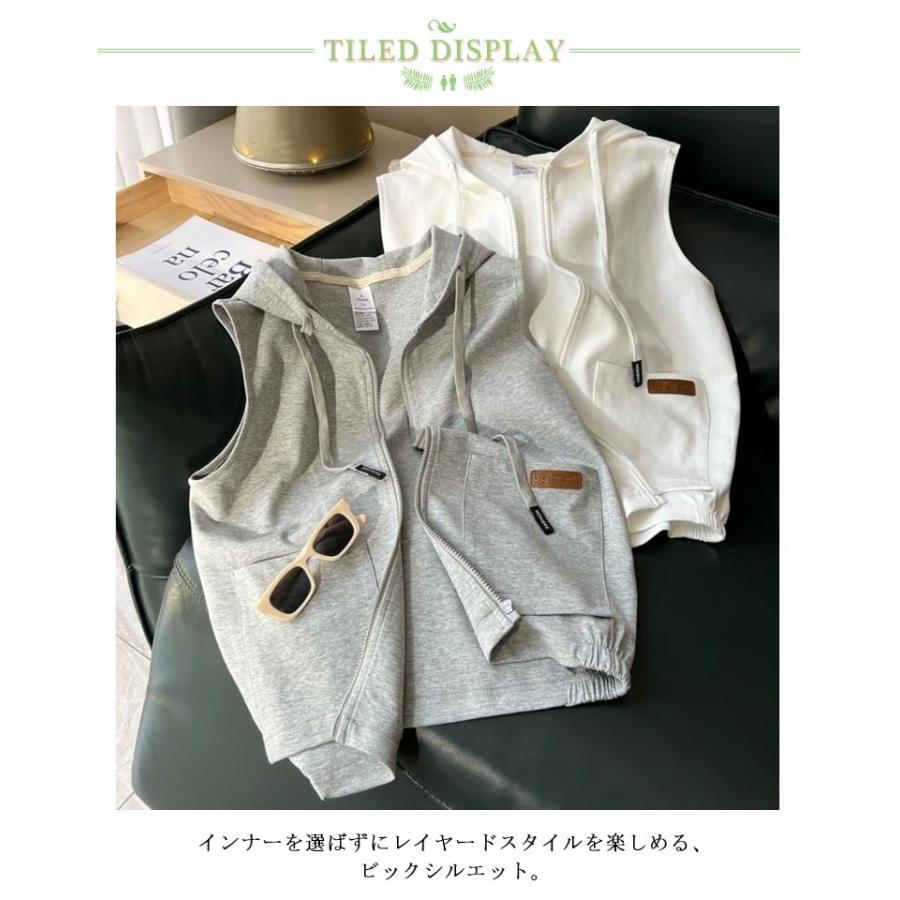 Tシャツ パーカーベスト ゆったり 秋 薄手 フード付き タンクトップ お出かけ スウェット 重ね着 ベスト レディース カジュアル 夏 ノースリーブ | ブランド登録なし | 07
