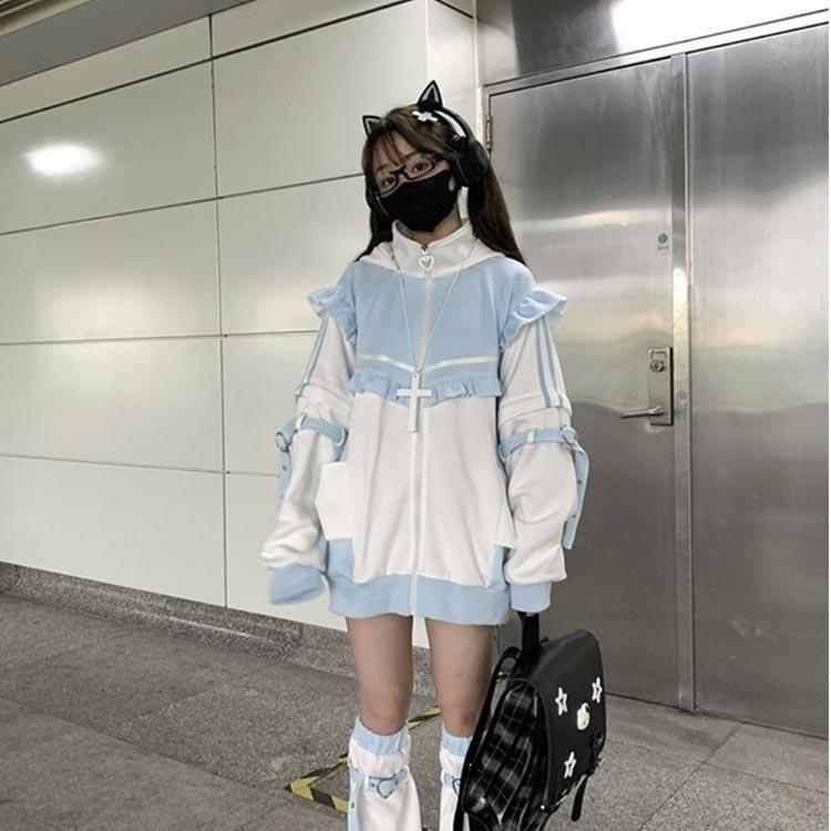 猫耳 サブカル系 天使界隈 メンズ Y2K ゆったり パーカー 量産型