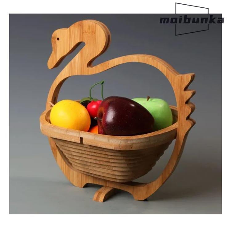 バスケット りんごバスケット 小物入れ 収納家具 北欧 鍋敷き 木製