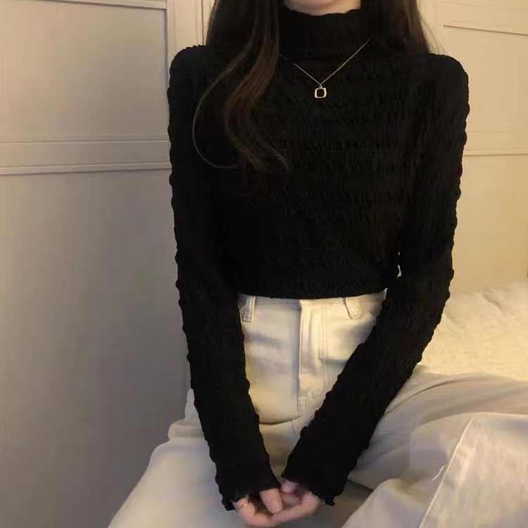 レースのハイネックインナー 裏起毛 ストレッチ インナー トップス 秋 冬 レディース 長袖 ブラウス 総レース ハイネック タートルネック レースブ |  | 04