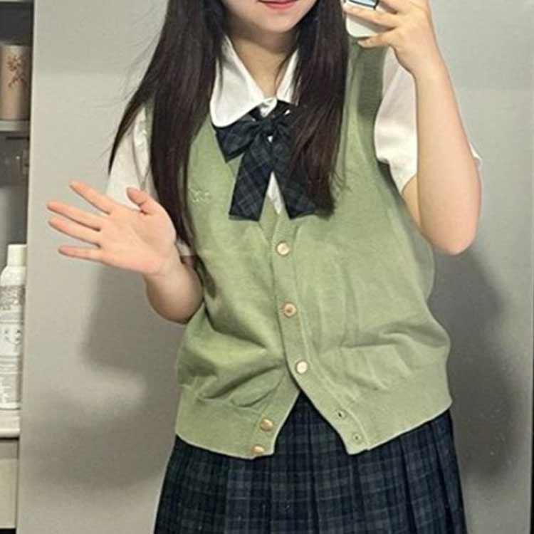 スクールベスト ニットベスト Vネック 袖なし スクールベスト 制服 無地 高校生 ノースリーブ 学生服 前開き レディース ニット 女子校生 トップ |  | 01