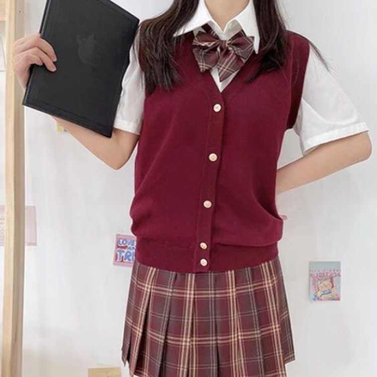 スクールベスト ニットベスト Vネック 袖なし スクールベスト 制服 無地 高校生 ノースリーブ 学生服 前開き レディース ニット 女子校生 トップ |  | 04