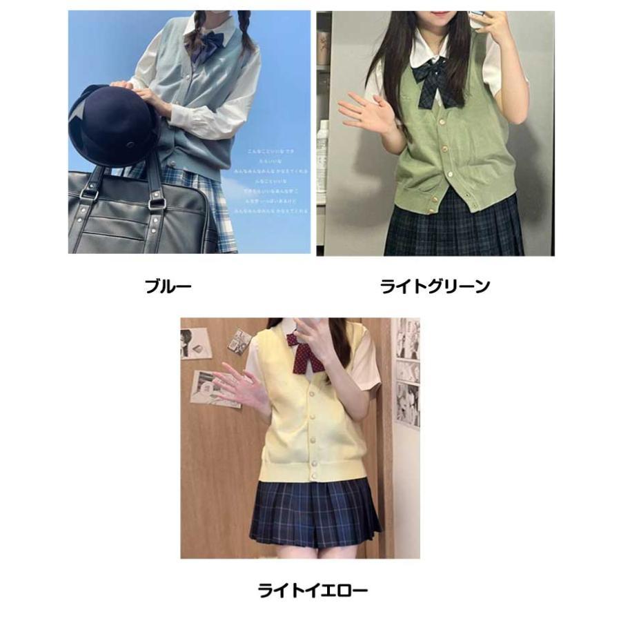 スクールベスト ニットベスト Vネック 袖なし スクールベスト 制服 無地 高校生 ノースリーブ 学生服 前開き レディース ニット 女子校生 トップ |  | 07