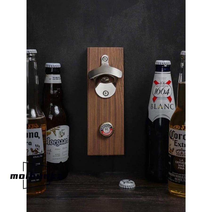 栓抜き マグネット 壁掛け ビール瓶オープナー 壁に取り付けられた